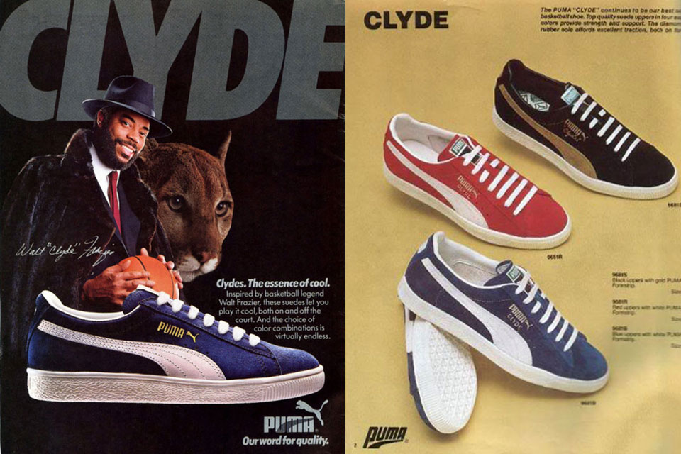 Vintage PUMA Clyde advertisement featuring Walt Frazier