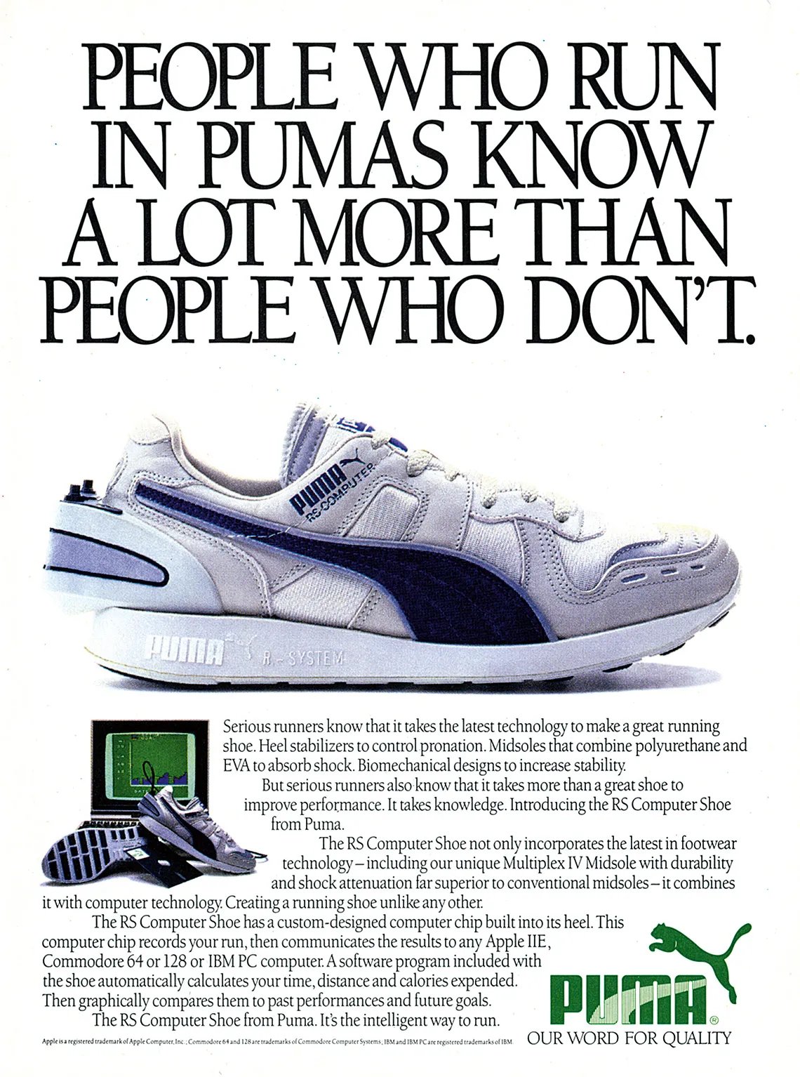Original 1986 PUMA RS-Computer print advertisement