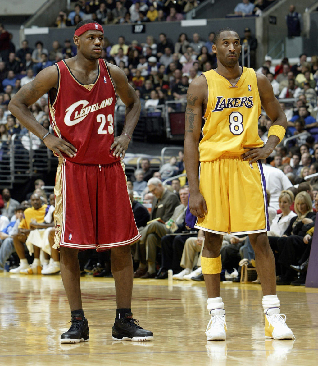 LeBron in Nike Air Zoom Generation "Away" and Kobe in NIke Zoom Flight 2k3 PE