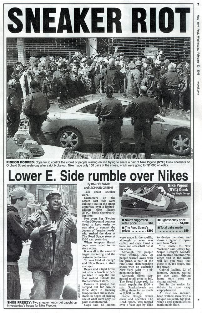 New York Post February 22nd 2005 Pigeon Dunk Release Story
