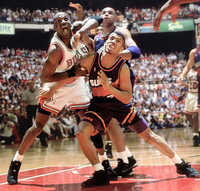 Kevin Johnson in Converse Run 'N Slam Michael Jordan in Air Jordan 8