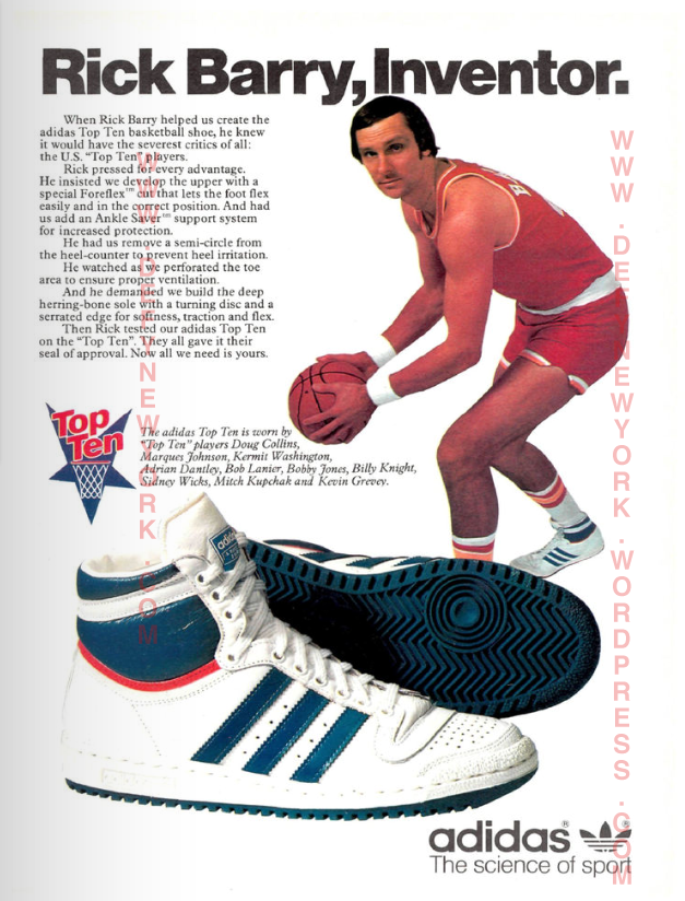 Rick Barry adidas Top Ten Ad Photo via defynewyork