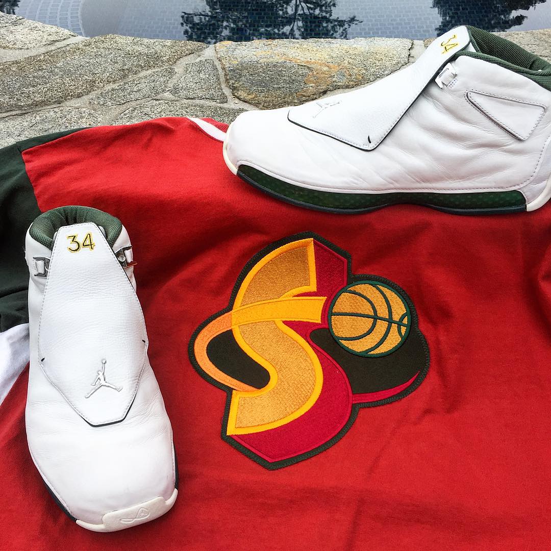 Ray Allen Jordan PEs: Air Jordan 18 Seattle Sonics Player Exclusive