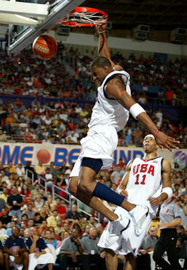 Tracy McGrady wearing the adidas T-Mac 2 "USA" for the FIBA World Championships in 2003
