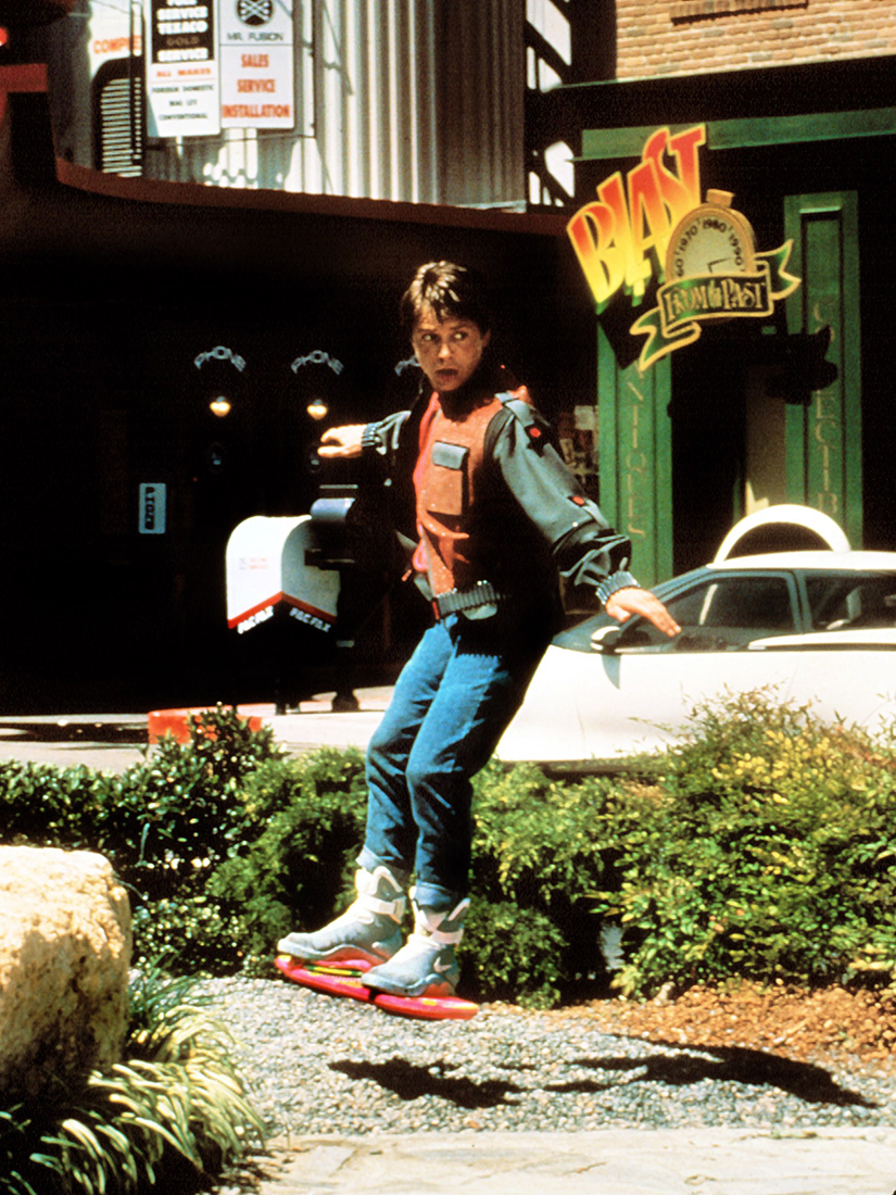 Marty McFly in Nike Mag on Hoverboard