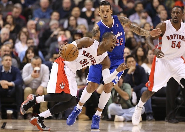 Terrence Ross dribbling in Nike Air Flightposite Exposed