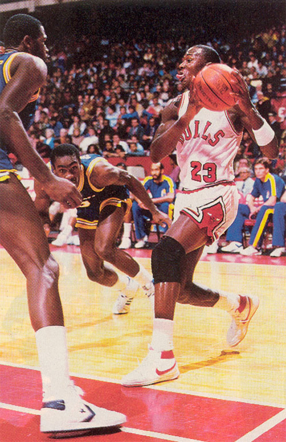Michael Jordan wearing the Nike Air Ship as a rookie