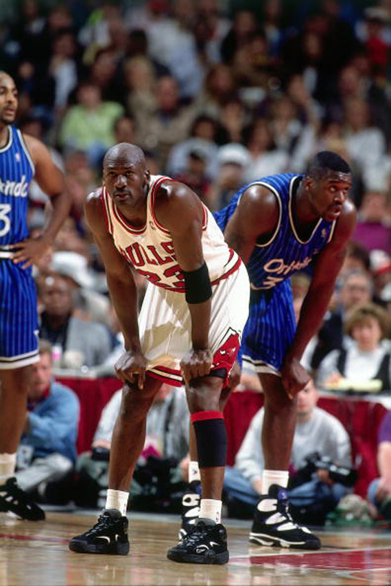 Michael Jordan wearing Penny Hardaway's Nike Air Flight One