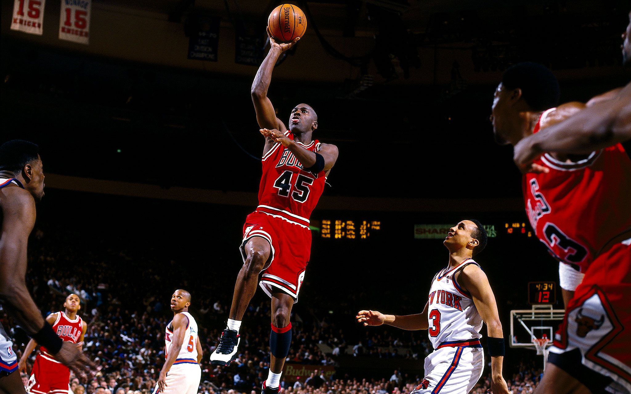 Michael Jordan wearing the #45 jersey