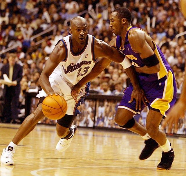 Michael Jordan against Kobe Bryant (Kobe wearing Lakers Jordan 7 