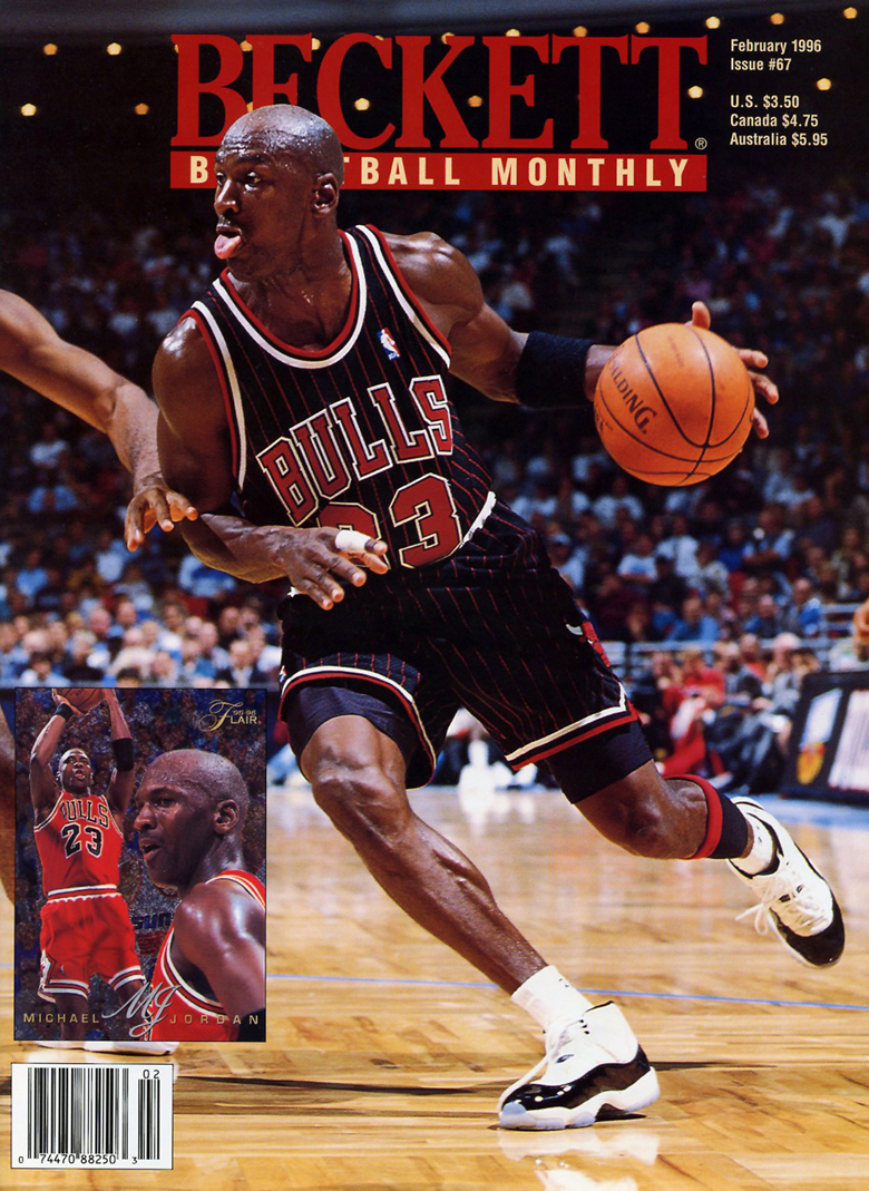 Beckett Basketball Card Monthly - Michael Jordan wearing the Jordan 11