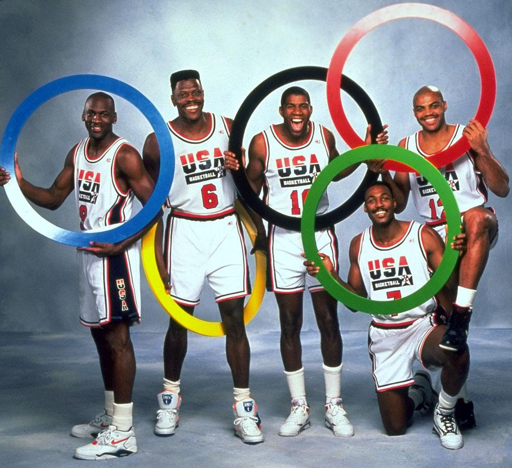 Newsweek cover photo shoot featuring Michael Jordan, Patrick Ewing, Magic Johnson, Karl Malone and Charles Barkley