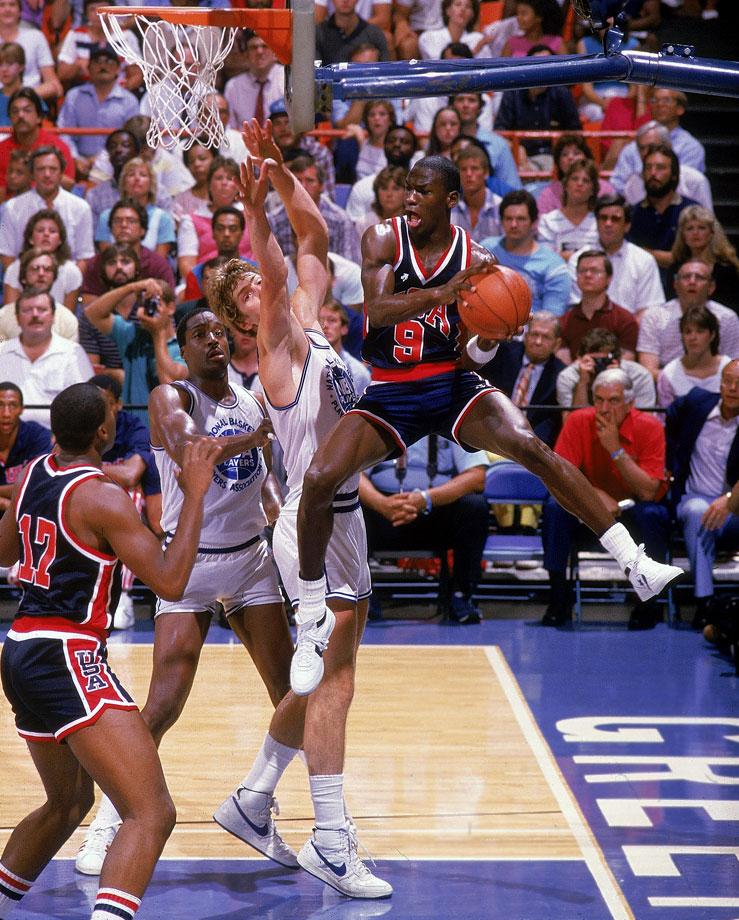 Michael Jordan wearing Converse as a member of the USA Basketball Team