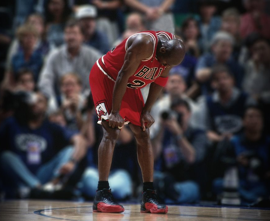 Michael Jordan in Air Jordan 12 Black-Varsity Red
