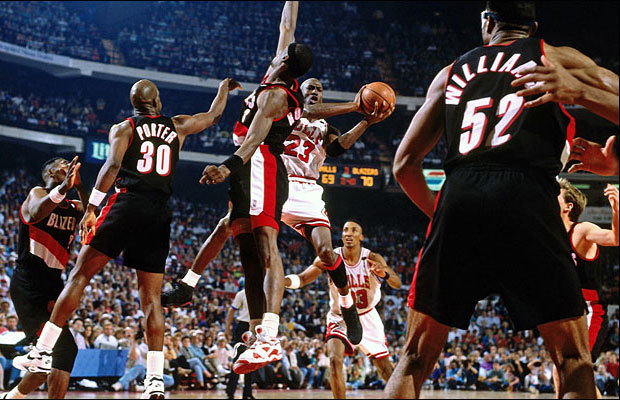 Michael Jordan in Air Jordan 7 Black-True Red